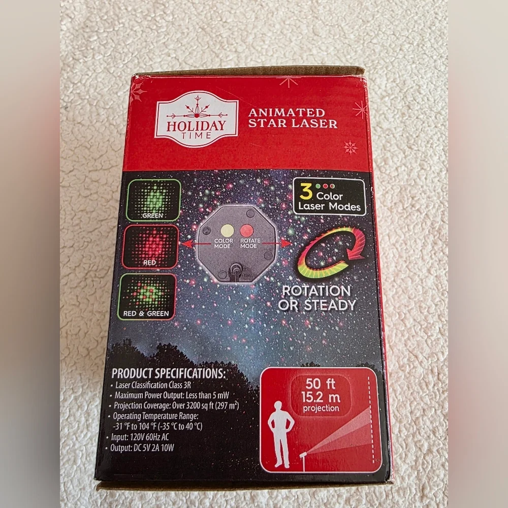 New Animated Star Laser Christmas Red Green Stars- Light Show Projector Timer